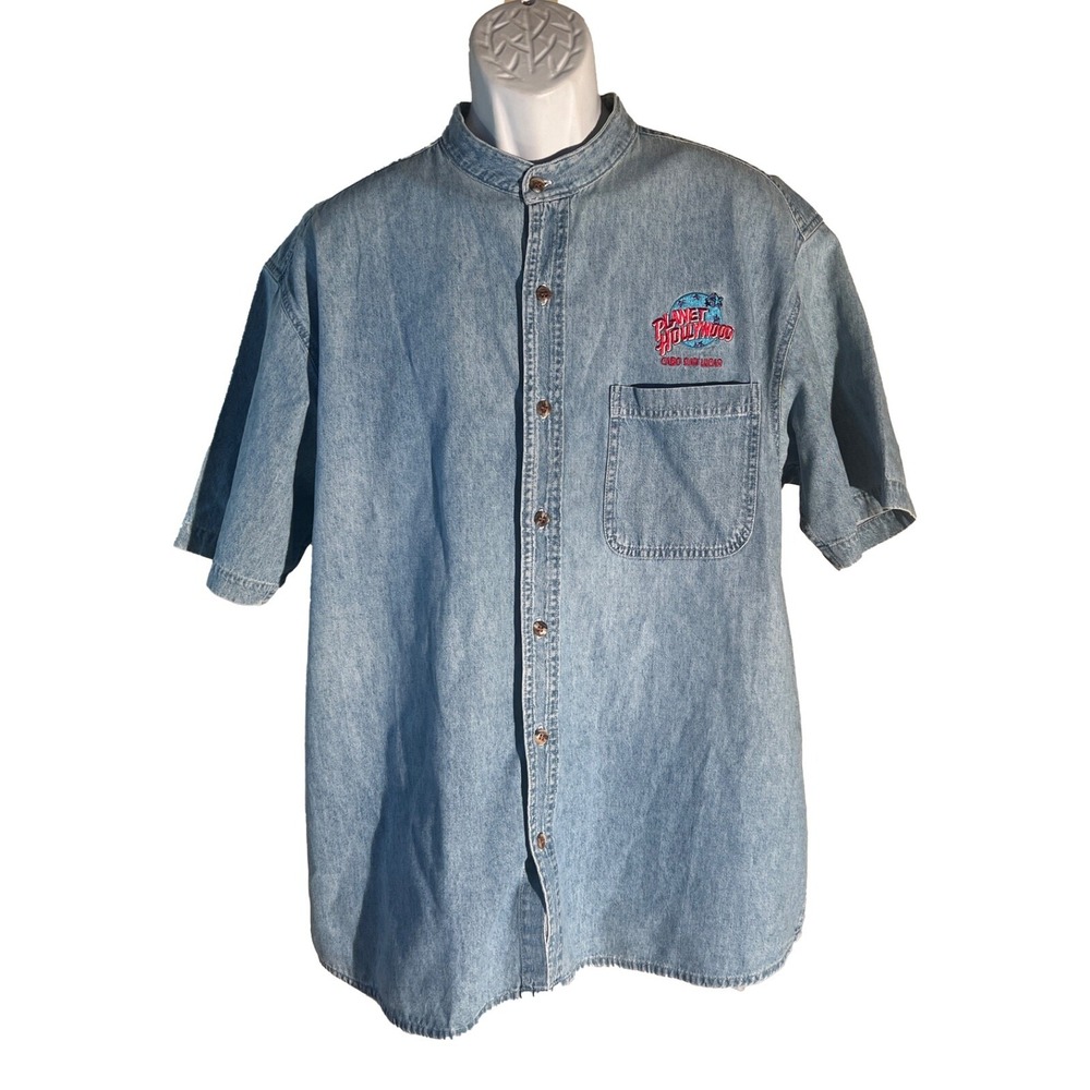 PLANET‎ HOLLYWOOD CABO SAN LUCAS Short Sleeve Button Down Blue Shirt XL